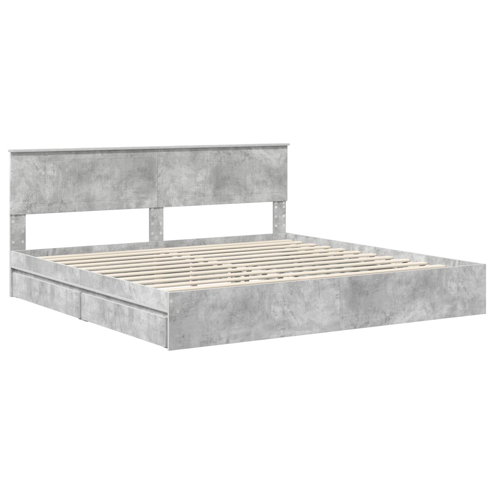 Letto con Contenitore con testiera Grigio cemento 200 x 200 cm | homemem39