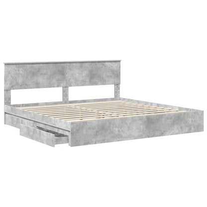 Letto con Contenitore con testiera Grigio cemento 200 x 200 cm | homemem39