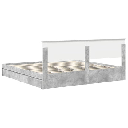 Letto con Contenitore con testiera Grigio cemento 200 x 200 cm | homemem39