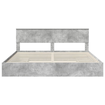 Letto con Contenitore con testiera Grigio cemento 200 x 200 cm | homemem39