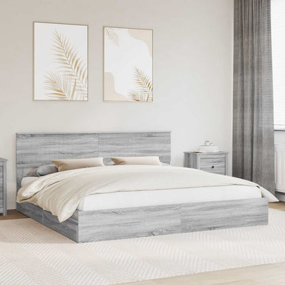 Letto con Contenitore con testiera Grigio Sonoma 200 x 200 cm | homemem39