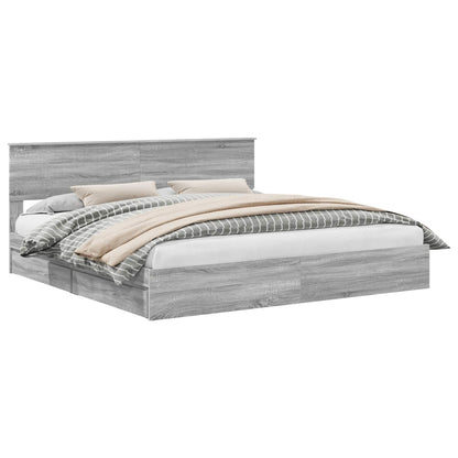 Letto con Contenitore con testiera Grigio Sonoma 200 x 200 cm | homemem39