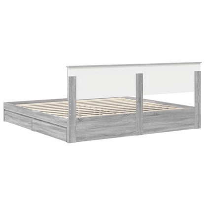 Letto con Contenitore con testiera Grigio Sonoma 200 x 200 cm | homemem39