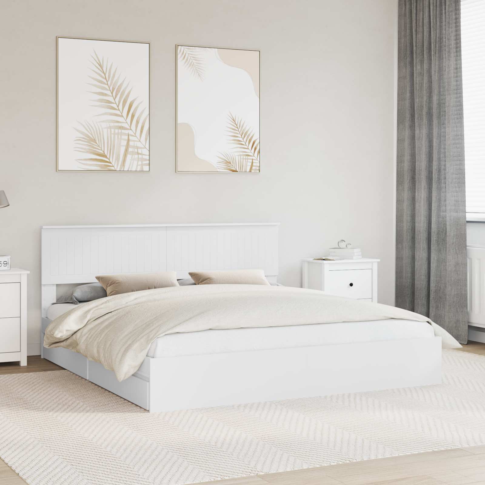 Letto con Contenitore Bianco 180 x 200 cm Legno multistrato | homemem39