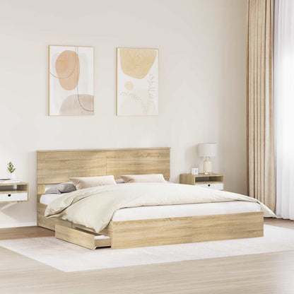 Letto con Contenitore con testiera Rovere Sonoma 180 x 200 cm | homemem39
