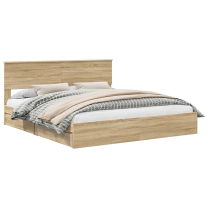 Letto con Contenitore con testiera Rovere Sonoma 180 x 200 cm | homemem39