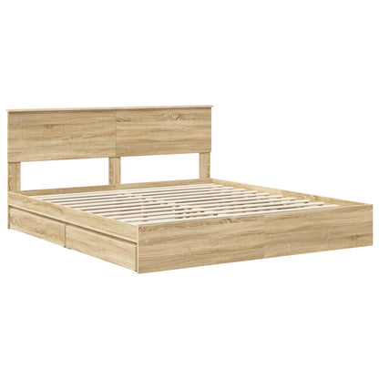 Letto con Contenitore con testiera Rovere Sonoma 180 x 200 cm | homemem39