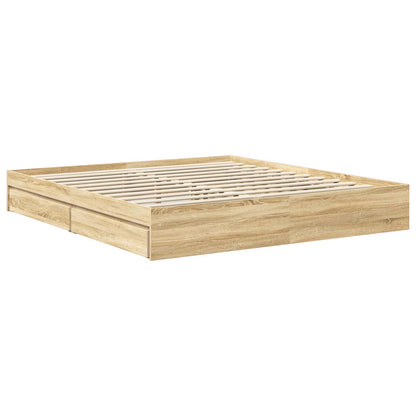 Letto con Contenitore con testiera Rovere Sonoma 180 x 200 cm | homemem39