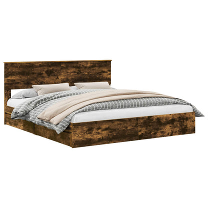 Letto con Contenitore con testiera Rovere fumé 180 x 200 cm | homemem39
