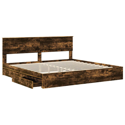 Letto con Contenitore con testiera Rovere fumé 180 x 200 cm | homemem39