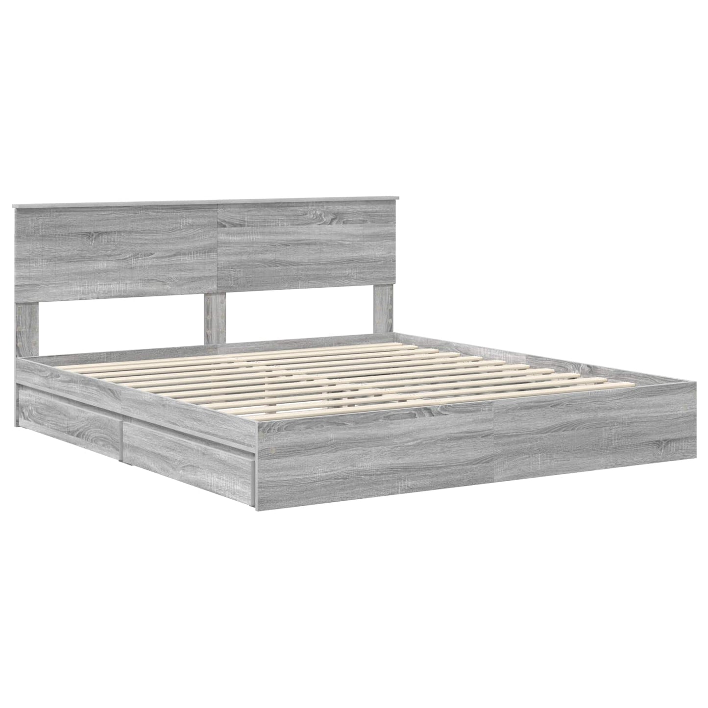 Letto con Contenitore con testiera Grigio Sonoma 180 x 200 cm | homemem39
