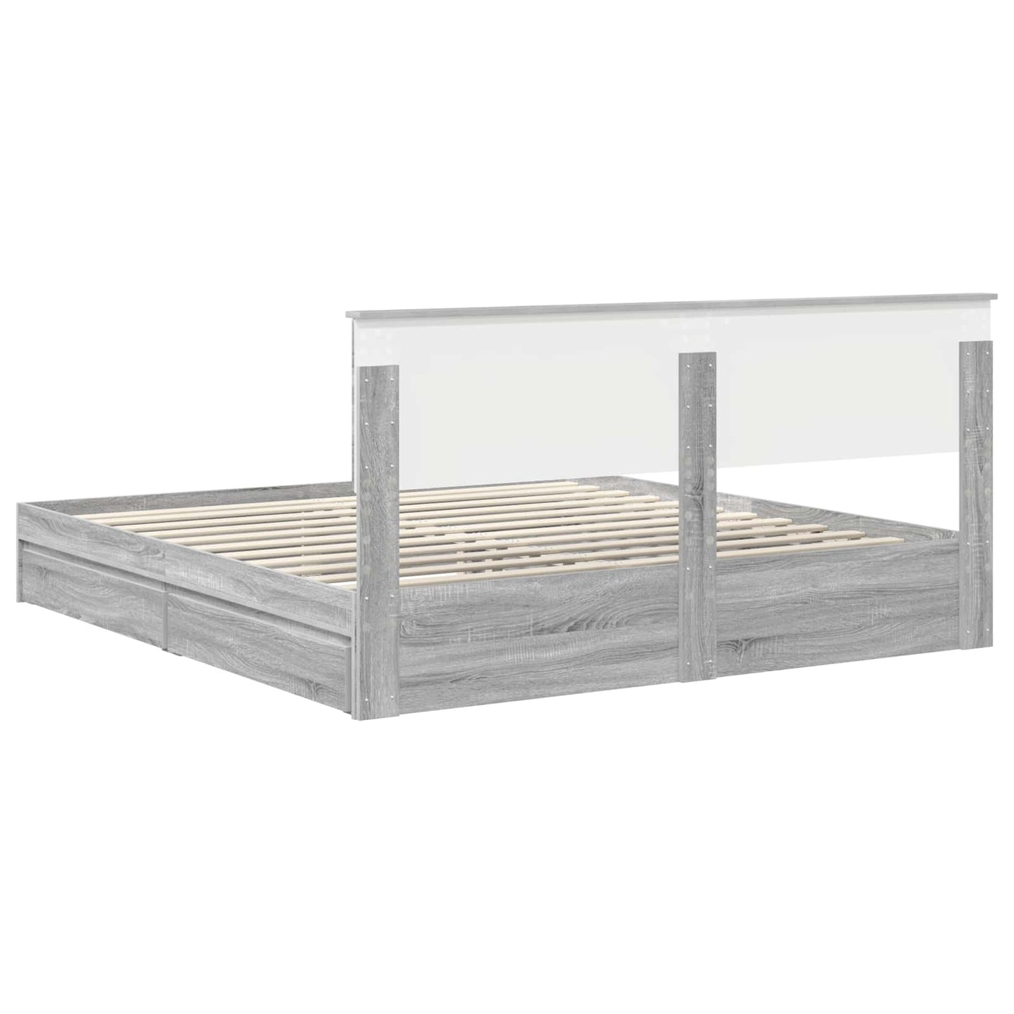 Letto con Contenitore con testiera Grigio Sonoma 180 x 200 cm | homemem39