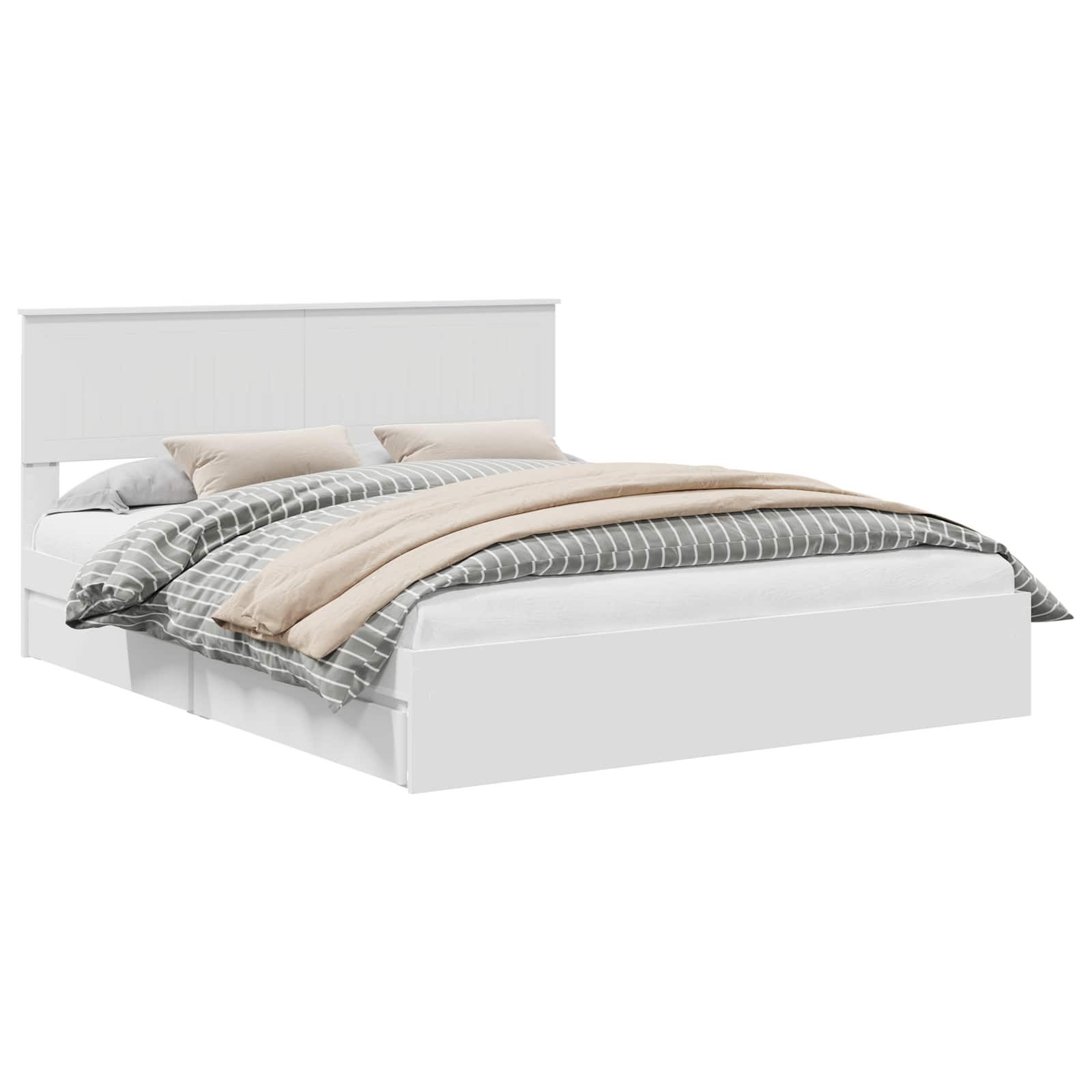 Letto con Contenitore Bianco 160 x 200 cm Legno multistrato | homemem39