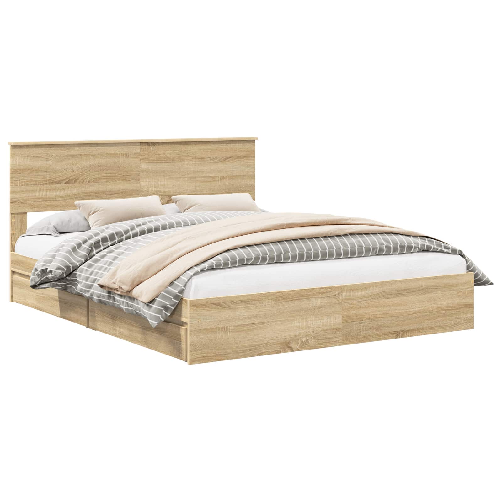 Letto con Contenitore con testiera Rovere Sonoma 160 x 200 cm | homemem39
