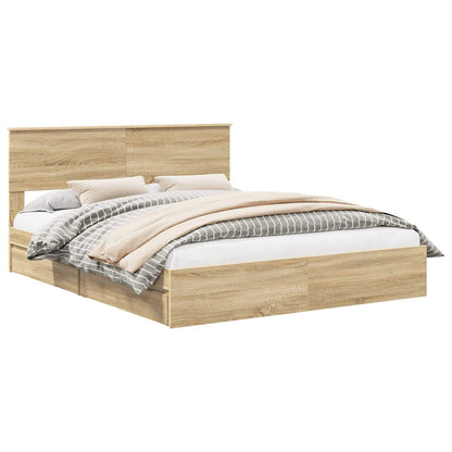 Letto con Contenitore con testiera Rovere Sonoma 160 x 200 cm | homemem39