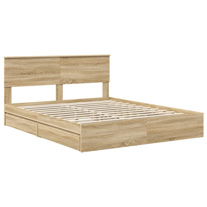 Letto con Contenitore con testiera Rovere Sonoma 160 x 200 cm | homemem39