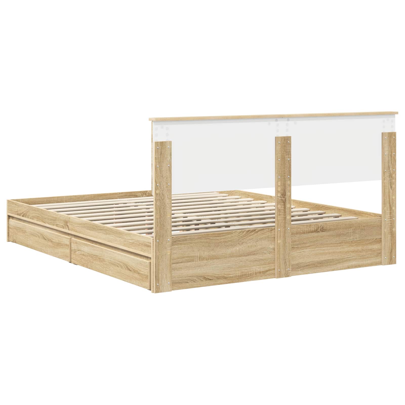 Letto con Contenitore con testiera Rovere Sonoma 160 x 200 cm | homemem39