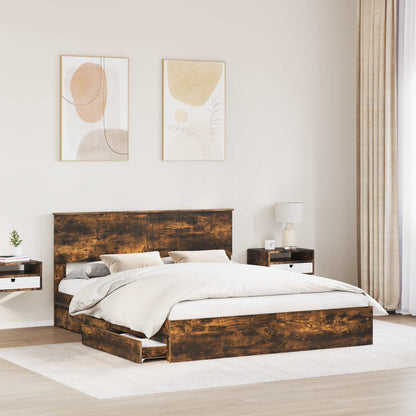 Letto con Contenitore con testiera Rovere fumé 160 x 200 cm | homemem39