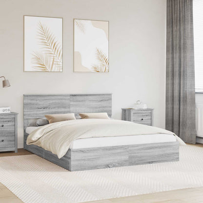 Letto con Contenitore con testiera Grigio Sonoma 160 x 200 cm | homemem39