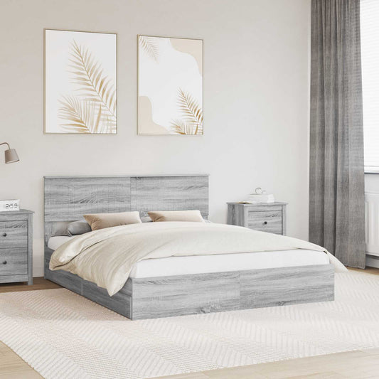 Letto con Contenitore con testiera Grigio Sonoma 160 x 200 cm | homemem39