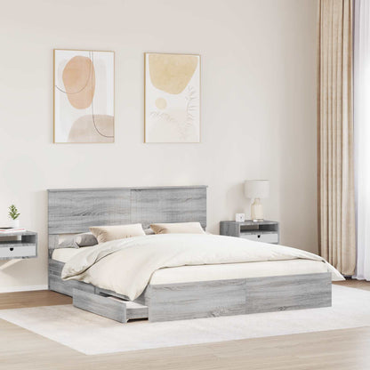 Letto con Contenitore con testiera Grigio Sonoma 160 x 200 cm | homemem39