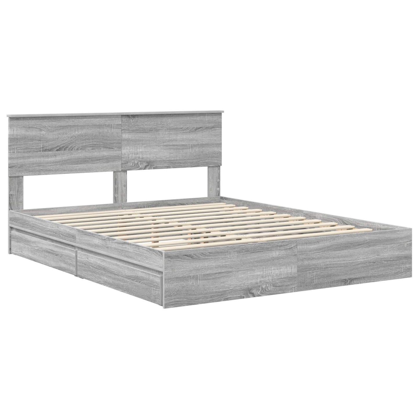 Letto con Contenitore con testiera Grigio Sonoma 160 x 200 cm | homemem39