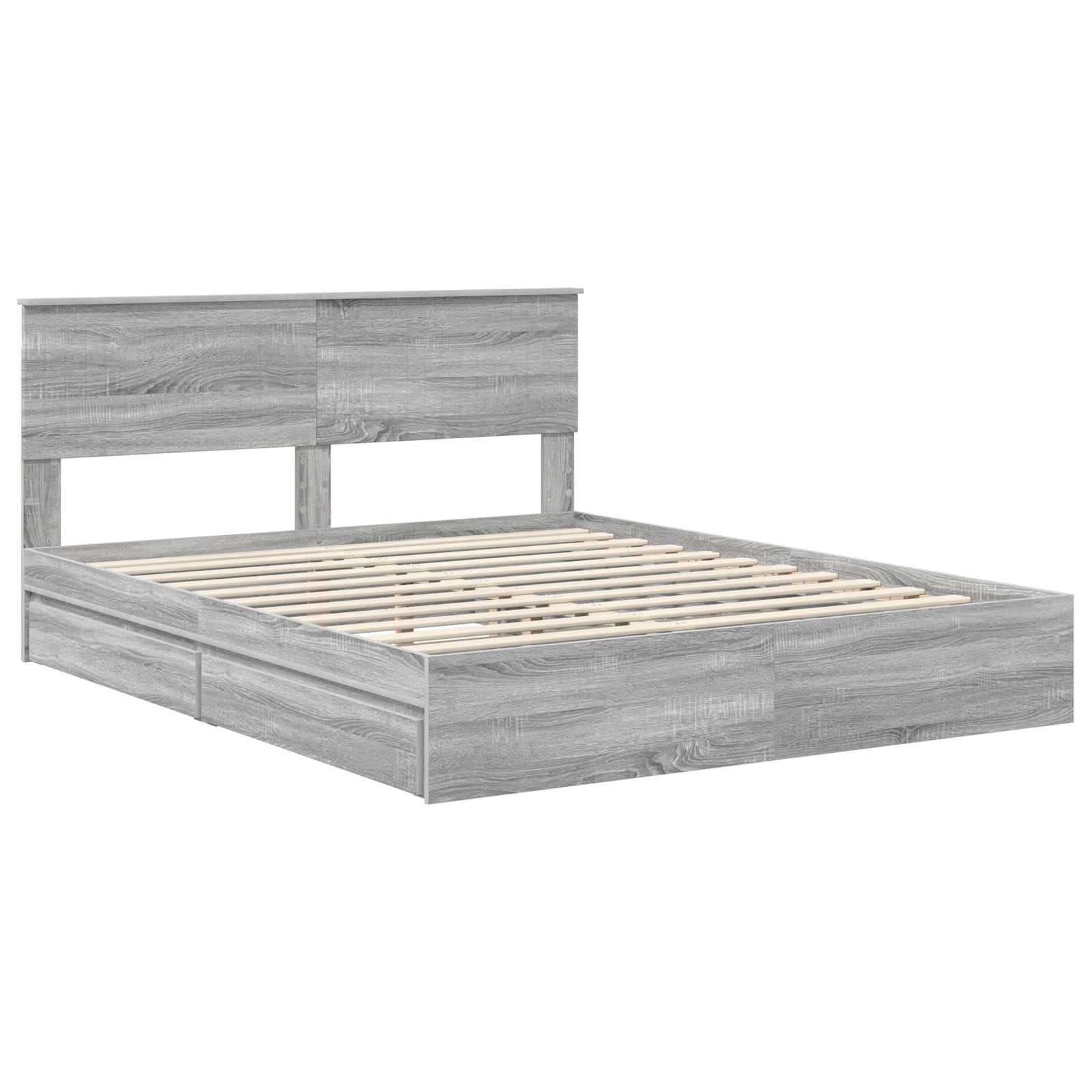 Letto con Contenitore con testiera Grigio Sonoma 160 x 200 cm | homemem39