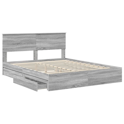 Letto con Contenitore con testiera Grigio Sonoma 160 x 200 cm | homemem39