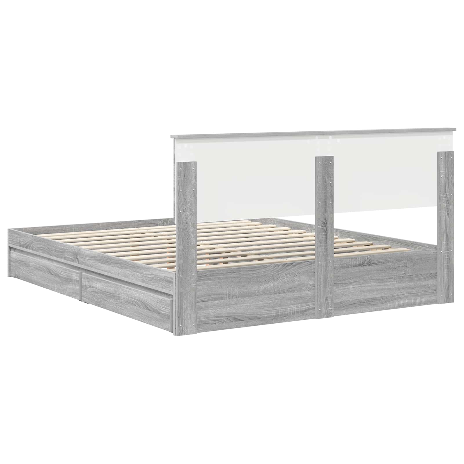 Letto con Contenitore con testiera Grigio Sonoma 160 x 200 cm | homemem39