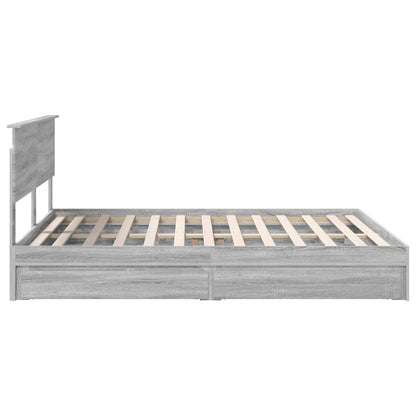 Letto con Contenitore con testiera Grigio Sonoma 160 x 200 cm | homemem39