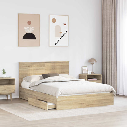 Letto con Contenitore con testiera Rovere Sonoma 140 x 200 cm | homemem39