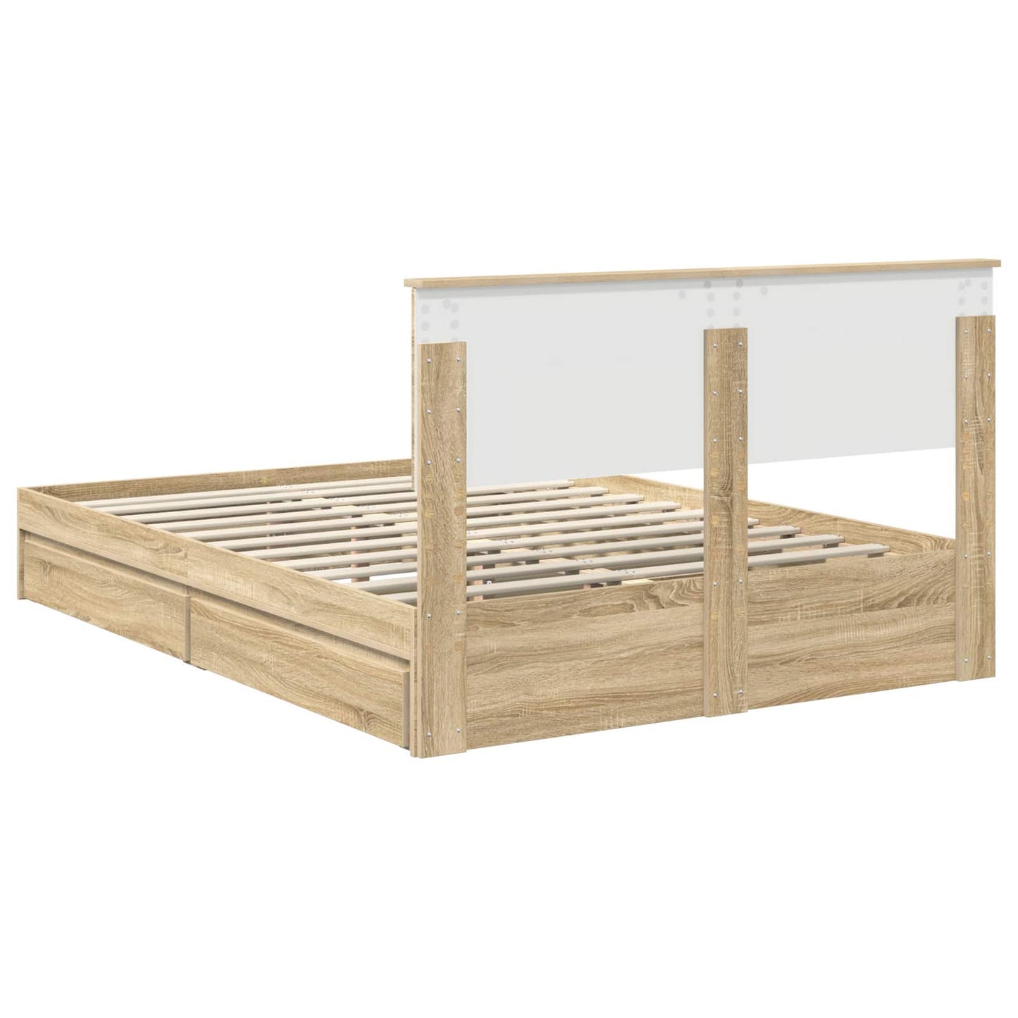 Letto con Contenitore con testiera Rovere Sonoma 140 x 200 cm | homemem39