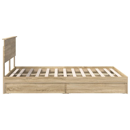 Letto con Contenitore con testiera Rovere Sonoma 140 x 200 cm | homemem39