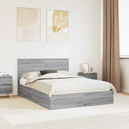 Letto con Contenitore con testiera Grigio Sonoma 140 x 200 cm | homemem39