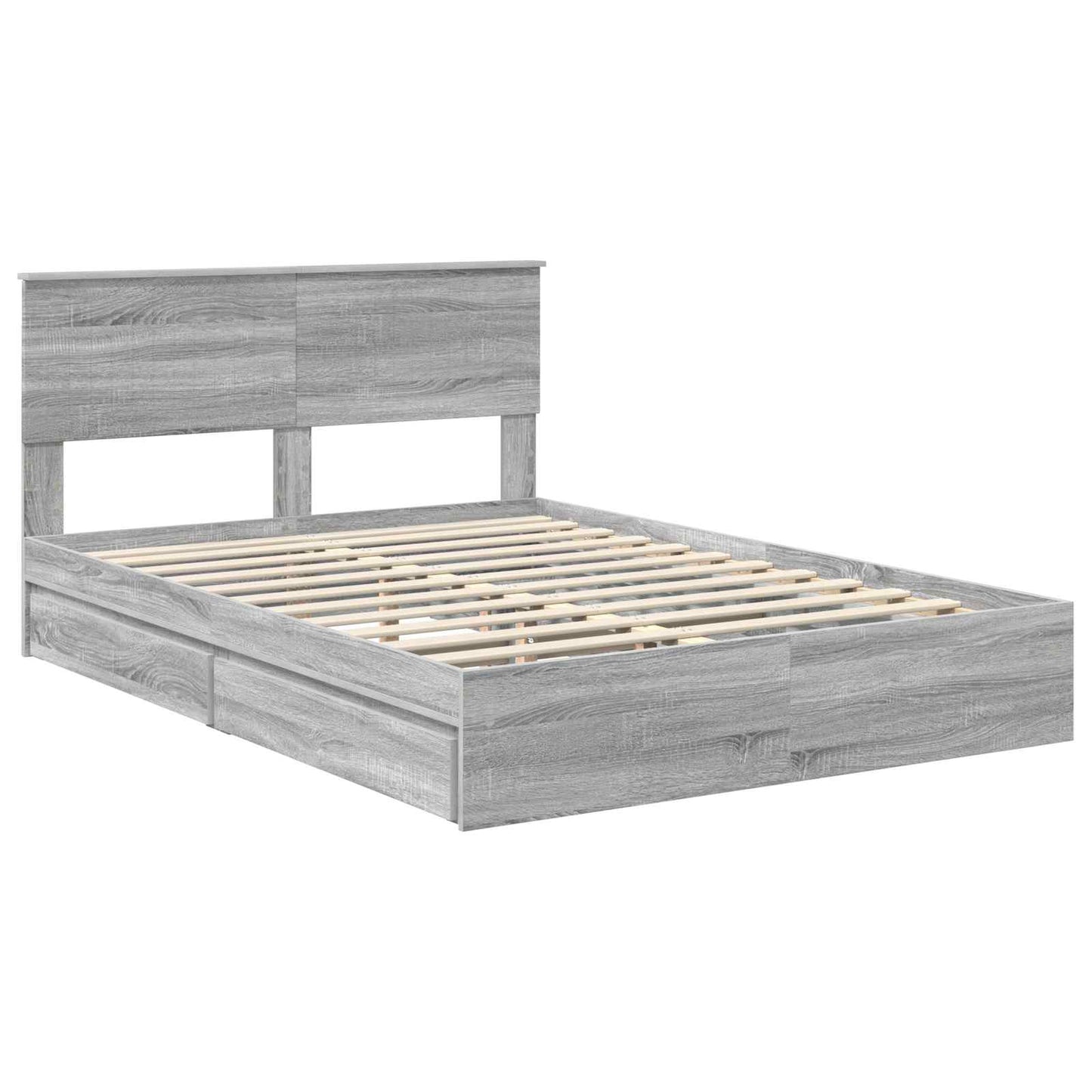 Letto con Contenitore con testiera Grigio Sonoma 140 x 200 cm | homemem39