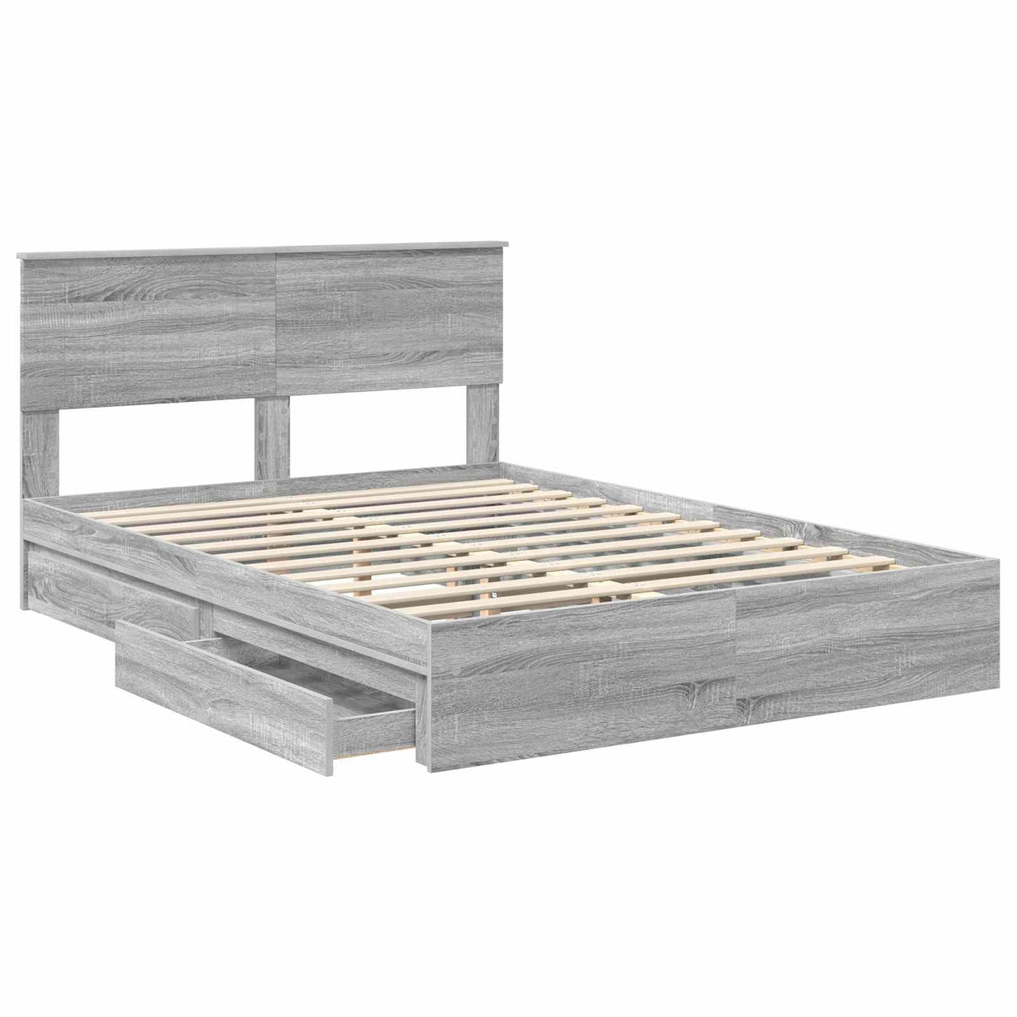 Letto con Contenitore con testiera Grigio Sonoma 140 x 200 cm | homemem39