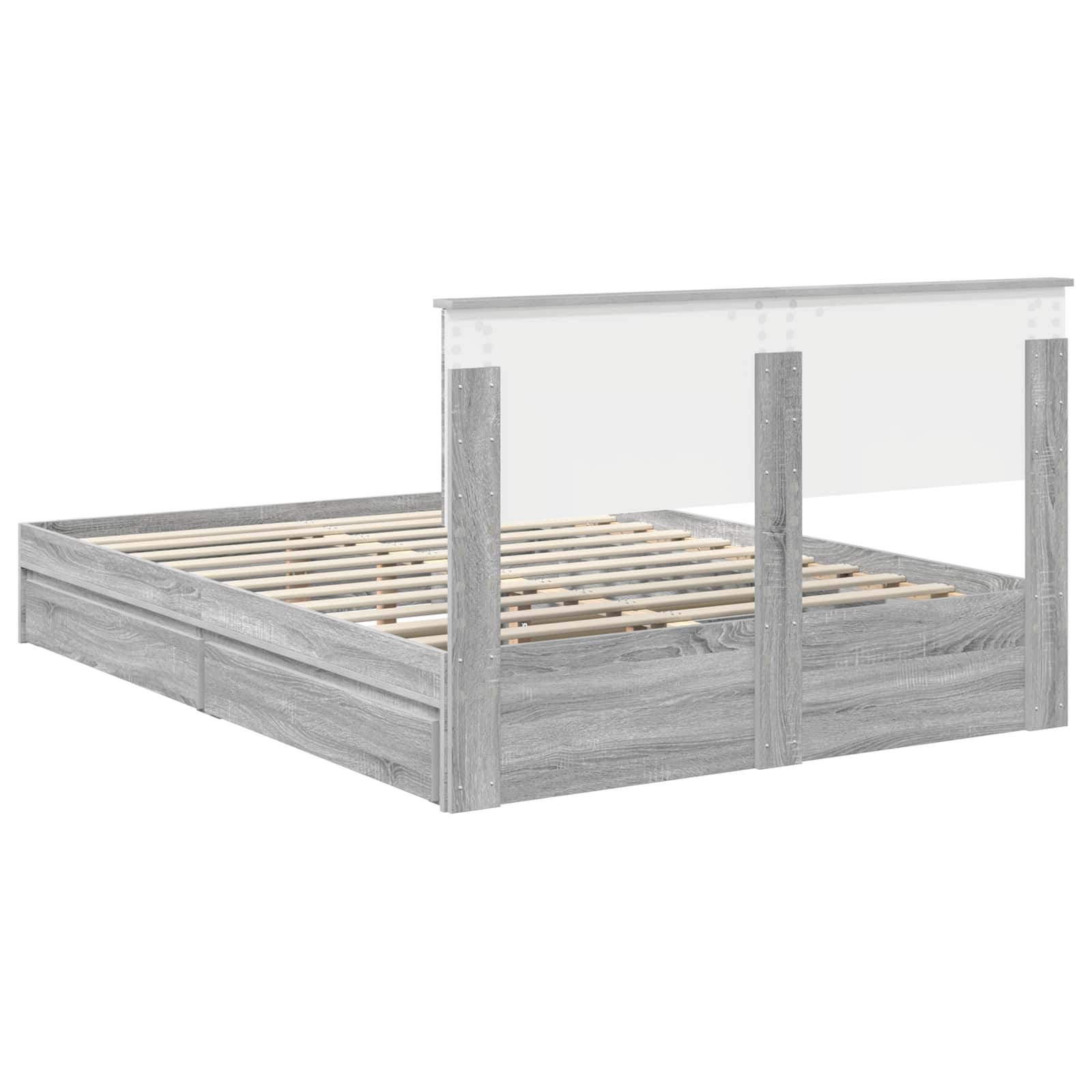 Letto con Contenitore con testiera Grigio Sonoma 140 x 200 cm | homemem39