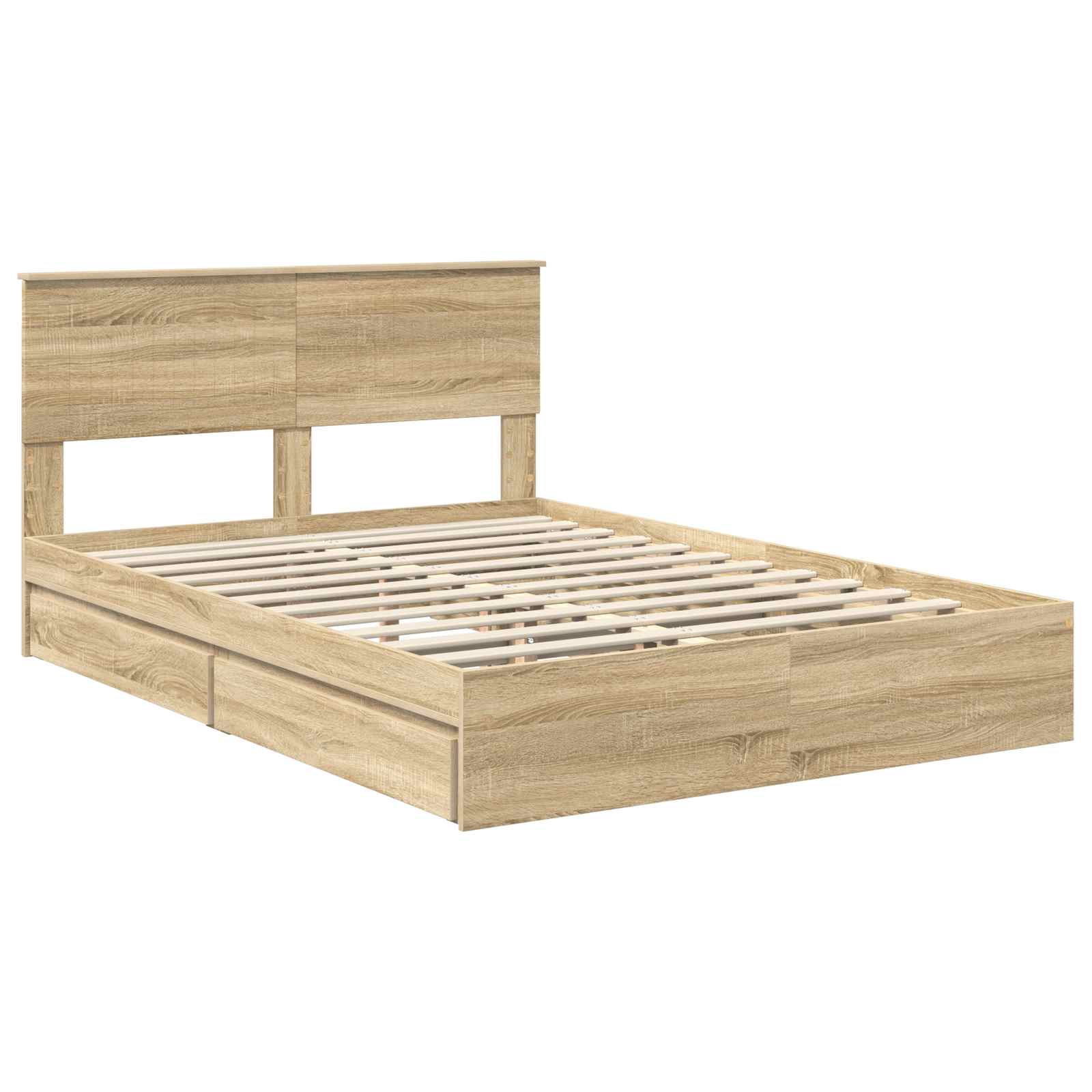 Letto con Contenitore con testiera Rovere Sonoma 140 x 190 cm | homemem39