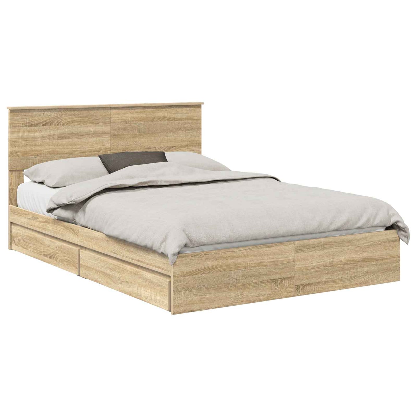 Letto con Contenitore con testiera Rovere Sonoma 135 x 190 cm | homemem39