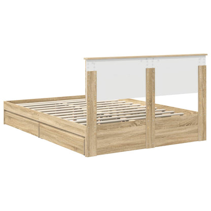 Letto con Contenitore con testiera Rovere Sonoma 135 x 190 cm | homemem39
