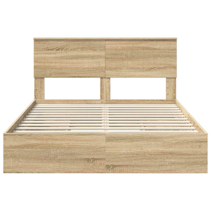 Letto con Contenitore con testiera Rovere Sonoma 135 x 190 cm | homemem39
