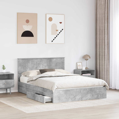 Letto con Contenitore con testiera Grigio cemento 135 x 190 cm | homemem39