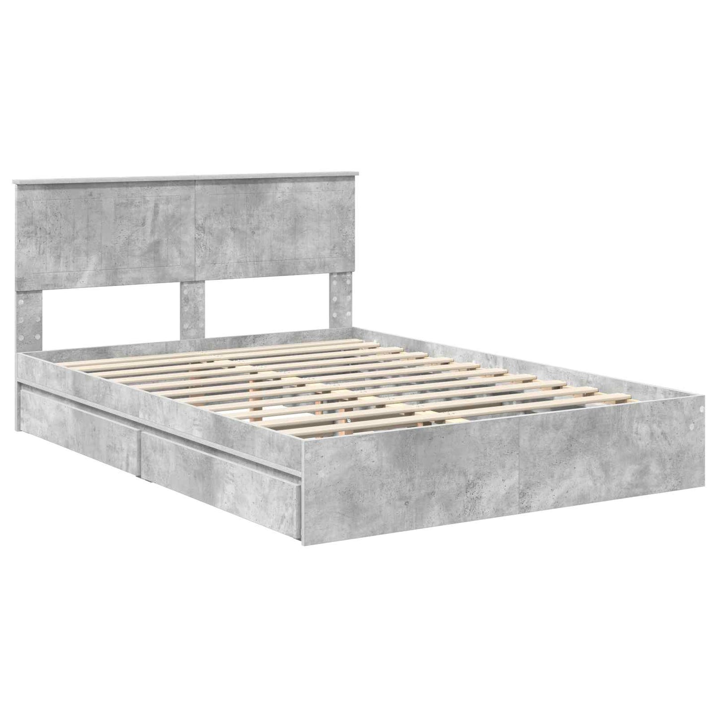 Letto con Contenitore con testiera Grigio cemento 135 x 190 cm | homemem39