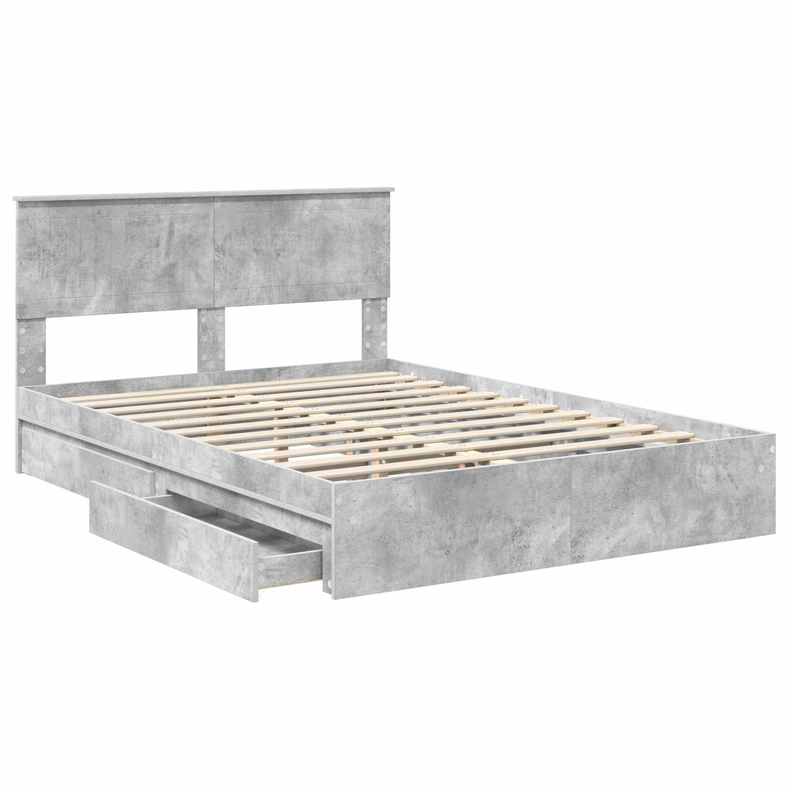 Letto con Contenitore con testiera Grigio cemento 135 x 190 cm | homemem39