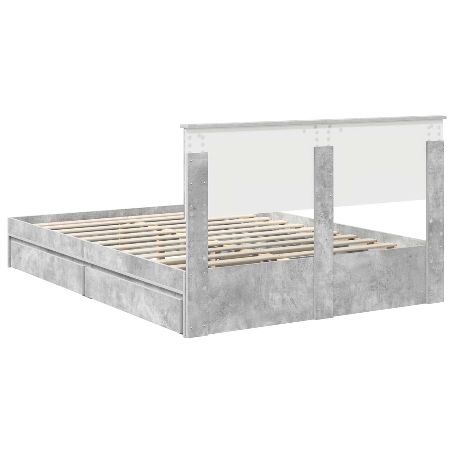 Letto con Contenitore con testiera Grigio cemento 135 x 190 cm | homemem39