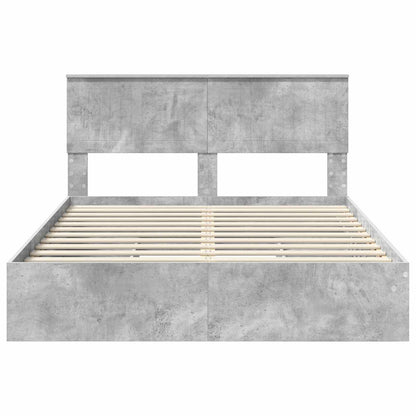 Letto con Contenitore con testiera Grigio cemento 135 x 190 cm | homemem39