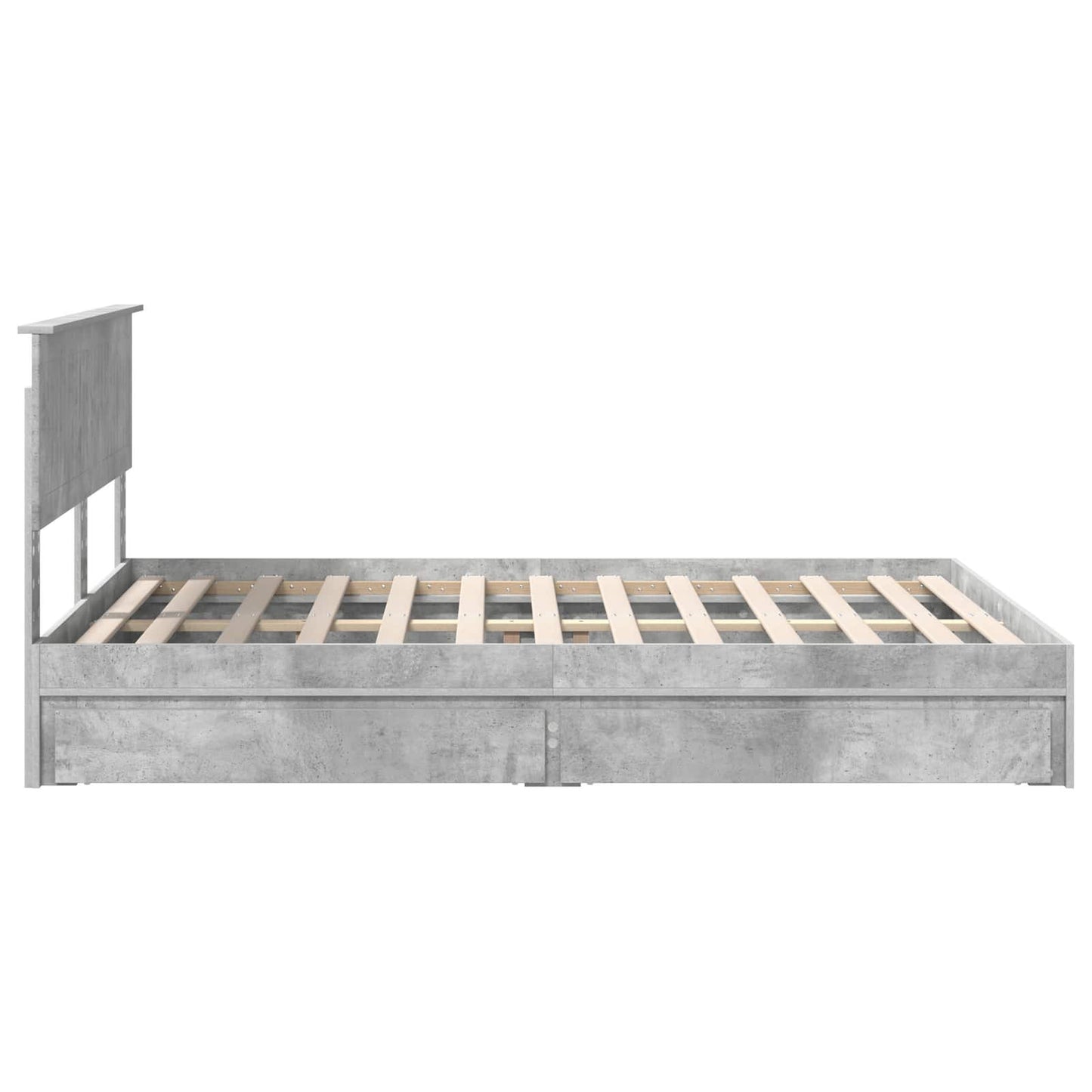 Letto con Contenitore con testiera Grigio cemento 135 x 190 cm | homemem39