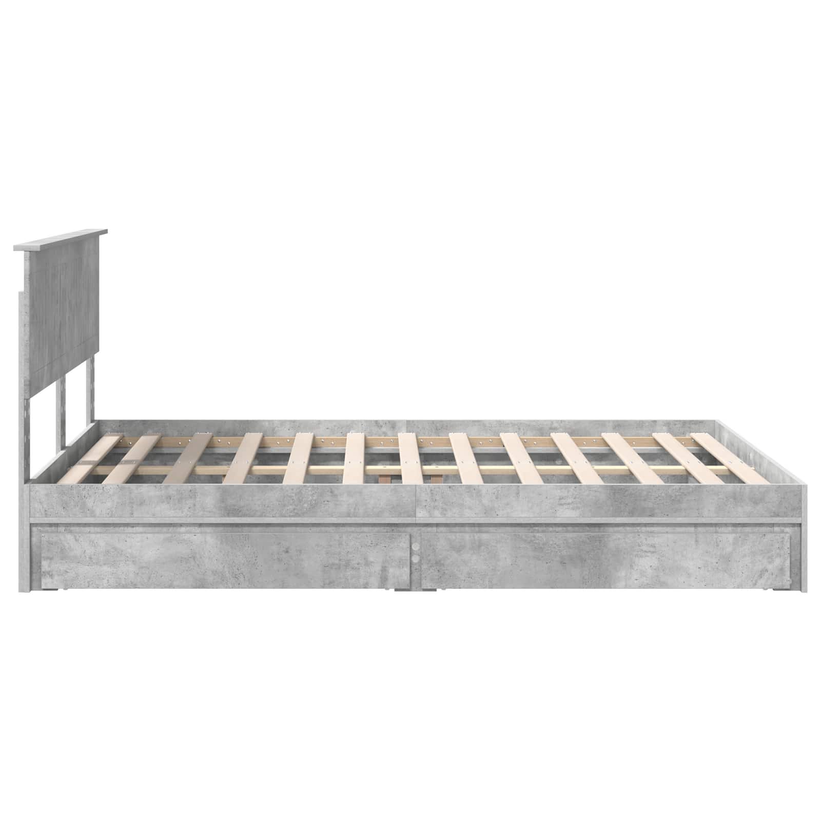 Letto con Contenitore con testiera Grigio cemento 135 x 190 cm | homemem39