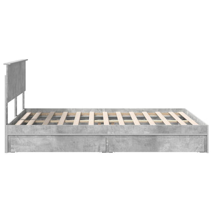 Letto con Contenitore con testiera Grigio cemento 135 x 190 cm | homemem39