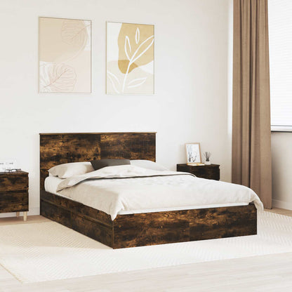 Letto con Contenitore con testiera Rovere fumé 135 x 190 cm | homemem39
